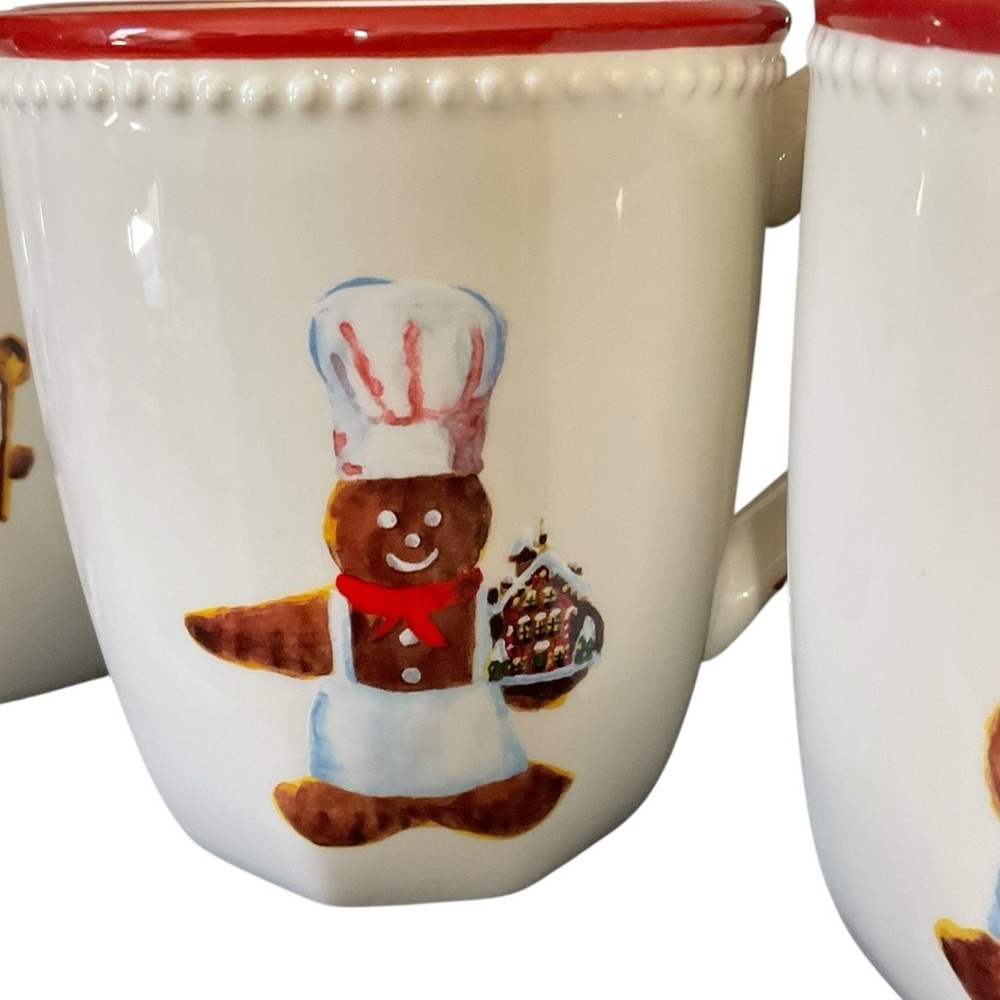 Williams Sonoma Gingerbread Chef Mugs Set of 4 Christmas Holiday 16 oz - Picture 5 of 9